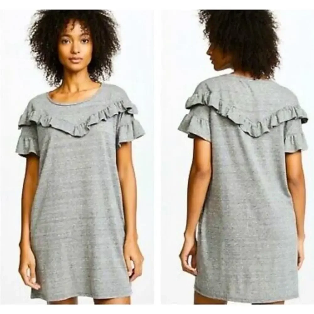 PAIGE ADALIE RUFFLE TEE SHIRT MINIDRESS W/ POCKETS -S